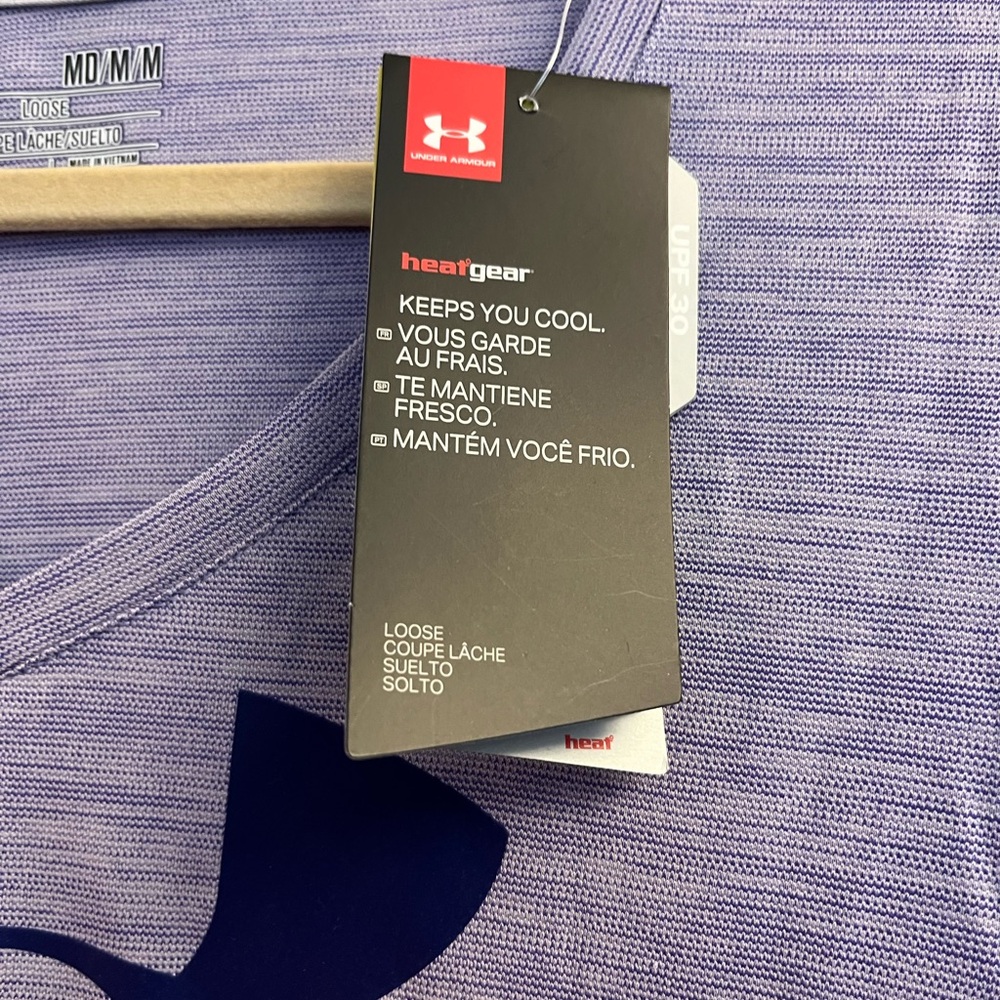 Under Armour Women's Heathered Purple V-Neck Tee Medium New - Picture 5 of 7
